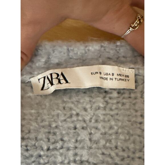 Zara Blue Yellow Embroidered Floral Long Sleeve Button Up Cardigan Sweater Top S - Picture 3 of 3